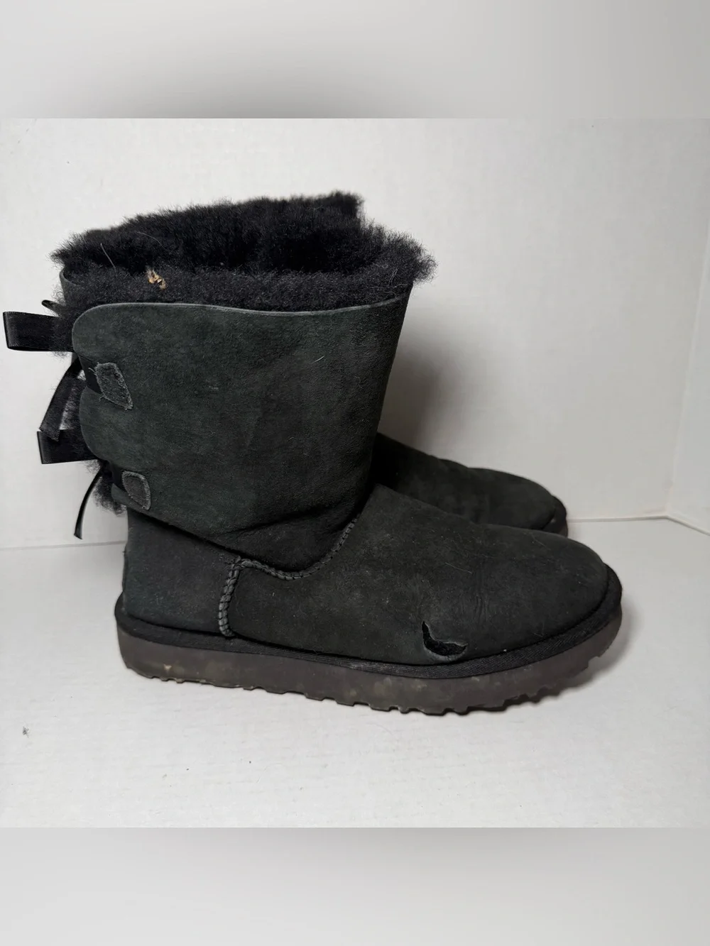 UGG Bailey Bow II Black Winter Mid Calf Boots Women’s 9